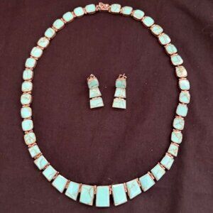 VTG CHILEAN TURQUOISE/STERLING SILVER NECKLACE AND EARRINGS